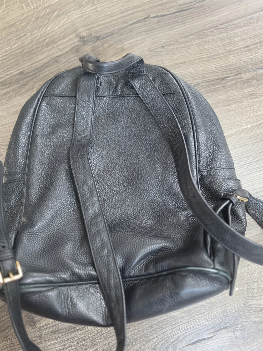Michael Kors Black Pebbled Leather Backpack with Gold Logo
